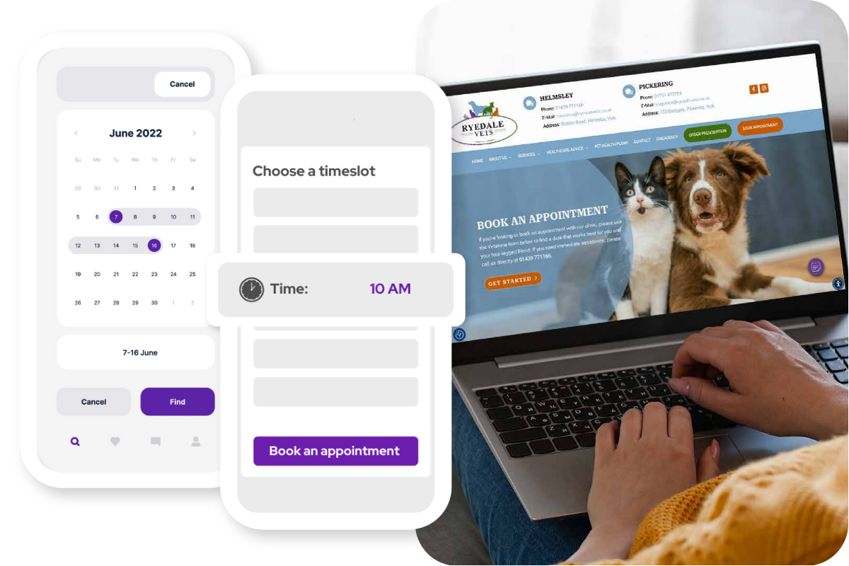 Vetstoria online booking and websites